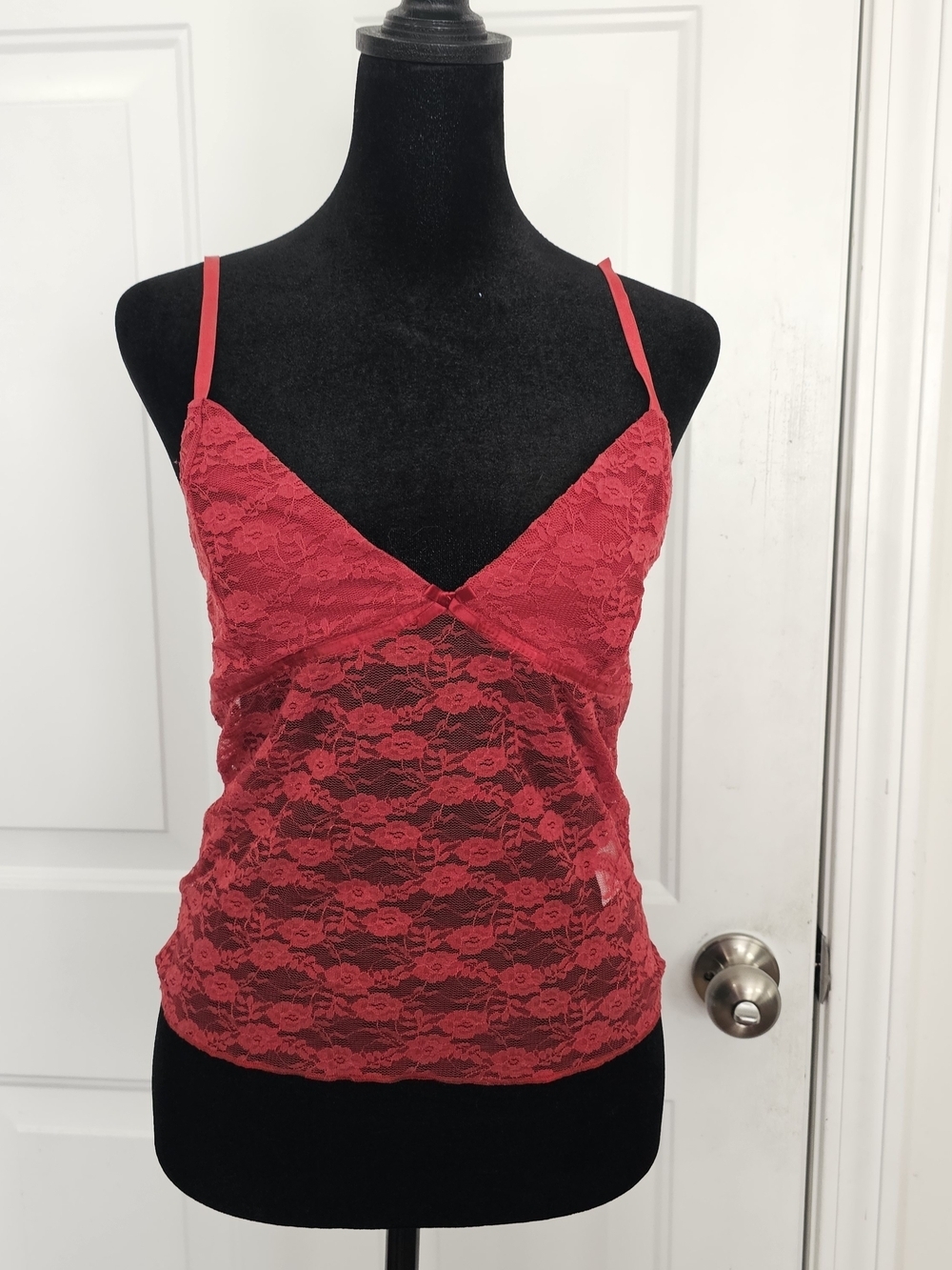 Edikted Red Lace Chemise Cami Size Medium Y2k Coquette Retro Sheer Ou{B16}